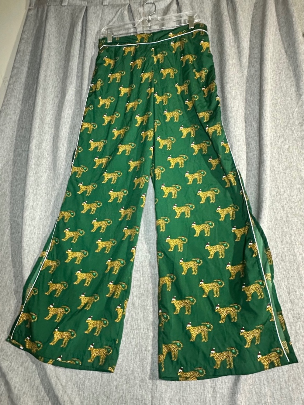 Bouffants and Broken Hearts Christmas Cheetah Pajama Pants Green - Large